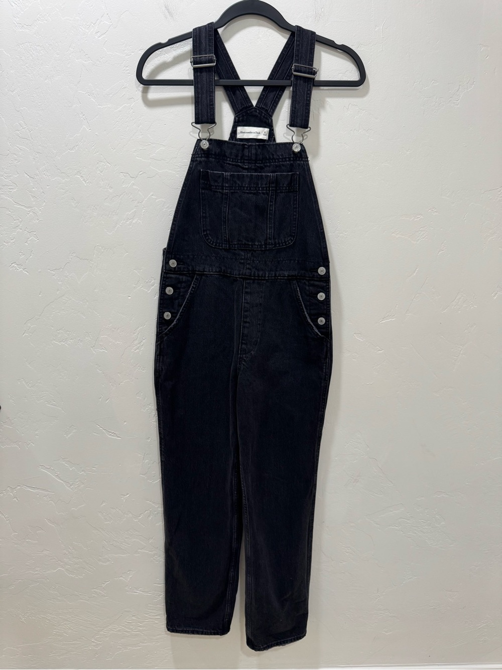 Abercrombie & Fitch Washed Black Women's Small Denim Overalls Classic Fit - Picture 4 of 15